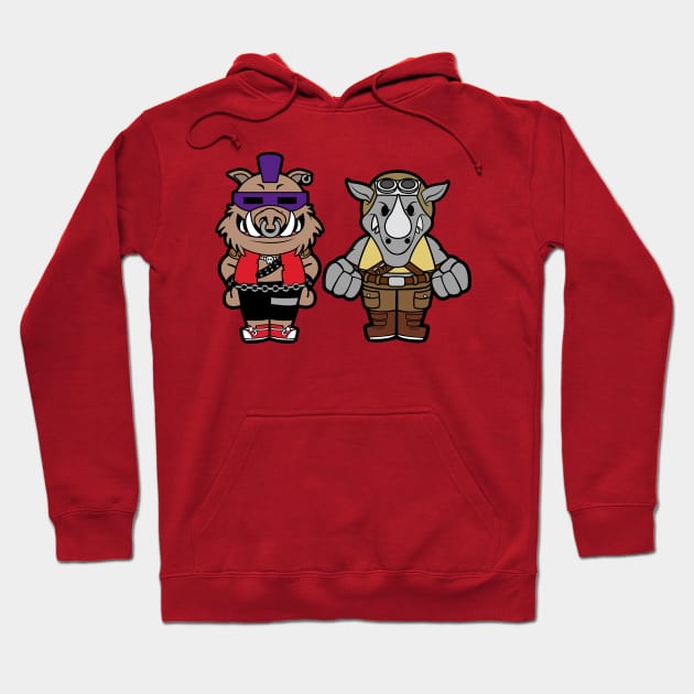 Bebop and Rocksteady Chibi Hoodie by bonekaduduk